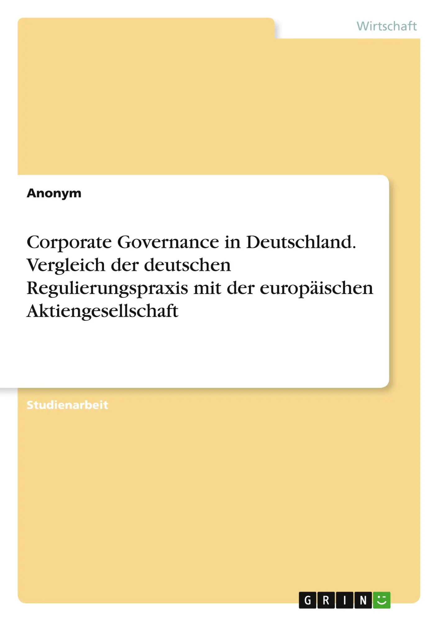 Cover: 9783389012697 | Corporate Governance in Deutschland. Vergleich der deutschen...