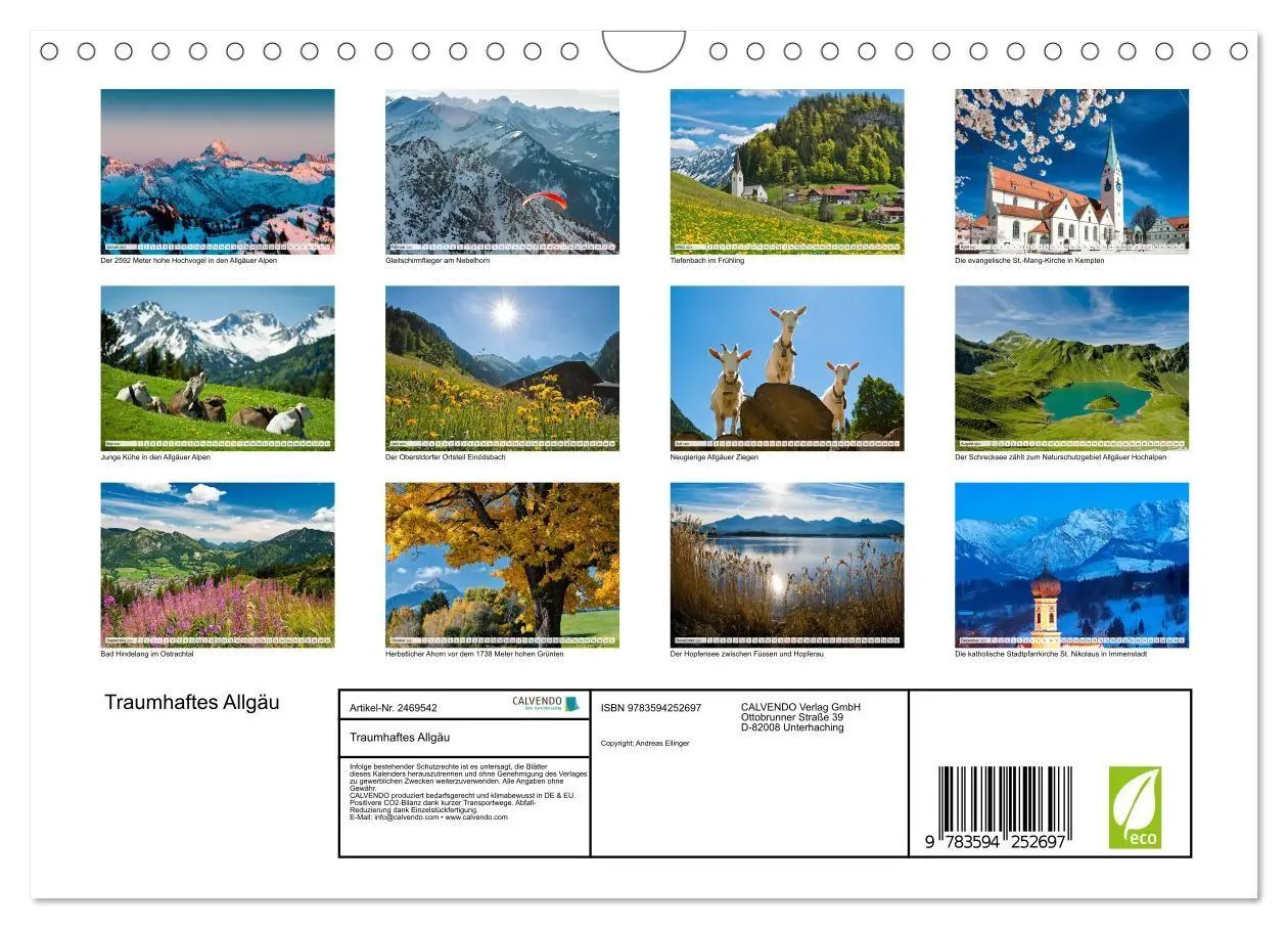 Bild: 9783594252697 | Traumhaftes Allgäu (Wandkalender 2027 DIN A4 quer), CALVENDO...
