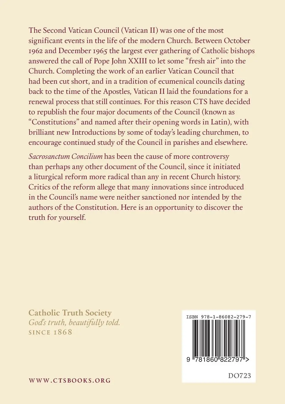 Rückseite: 9781860822797 | Sacrosanctum Concilium - Vatican II | Vatican II | Taschenbuch | 2024