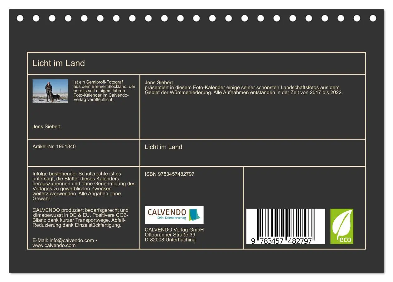 Bild: 9783457482797 | Licht im Land (Tischkalender 2026 DIN A5 quer), CALVENDO...