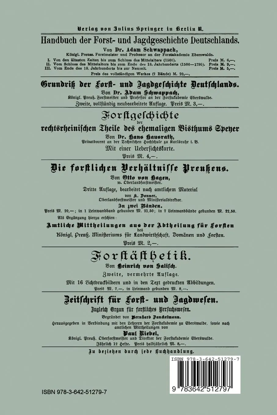 Rückseite: 9783642512797 | Die Forsten des regierenden fürstenhauses Reuk j. L. in der Zeit...