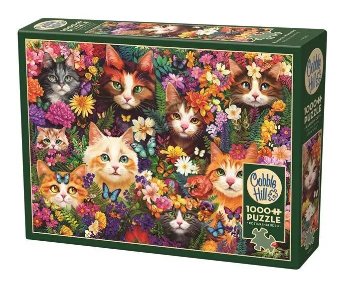 Cover: 625012402897 | COBBLE HILL PUZZLES - Blumige Katzen 1000 Teile | Spiel | In Karton