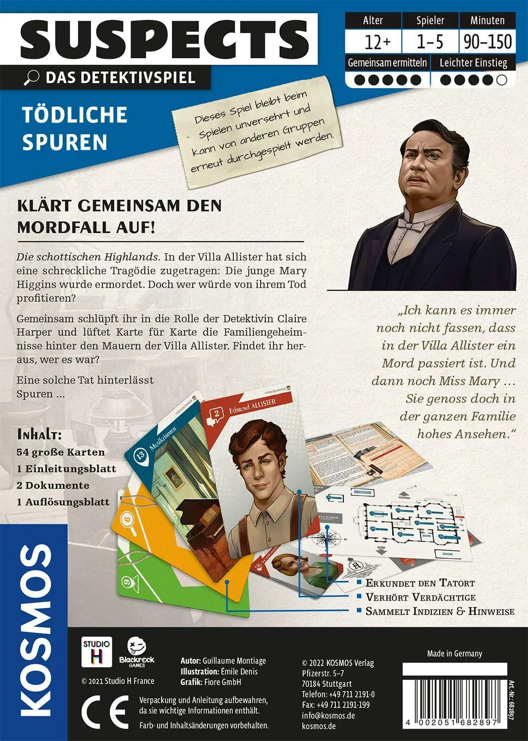 Bild: 4002051682897 | Suspects: Tödliche Spuren | Guillaume Montiage | Spiel | Brettspiel