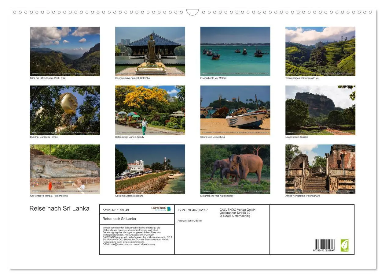 Bild: 9783457852897 | Reise nach Sri Lanka (Wandkalender 2026 DIN A2 quer), CALVENDO...