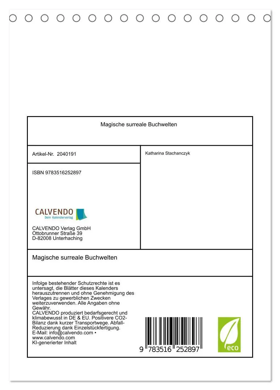 Bild: 9783516252897 | Magische surreale Buchwelten (Tischkalender 2026 DIN A5 hoch),...
