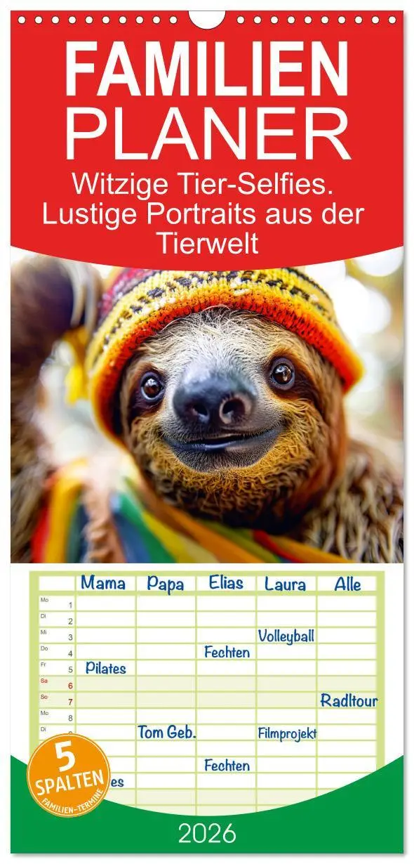 Cover: 9783516492897 | Familienplaner 2026 - Witzige Tier-Selfies. Lustige Portraits aus...