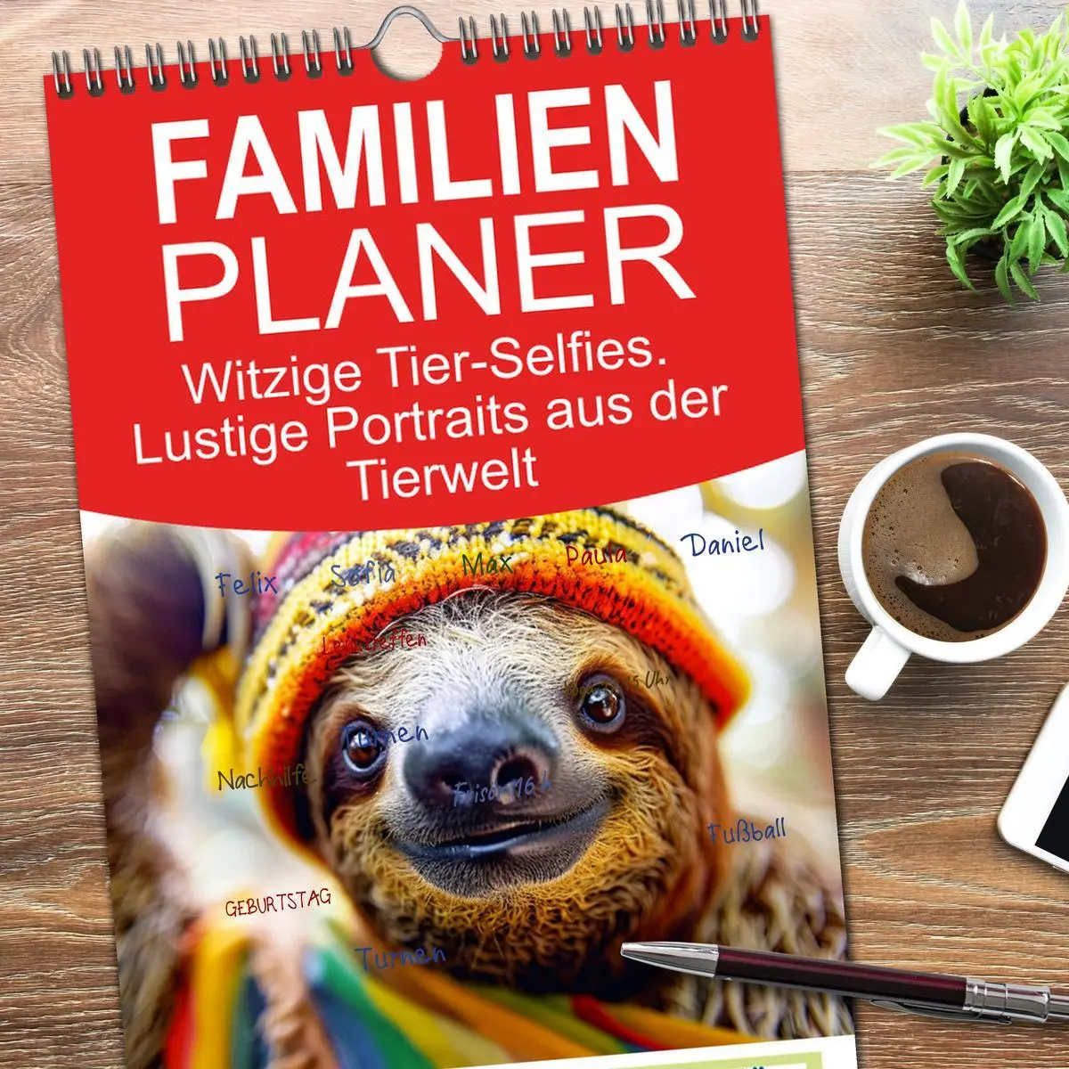 Bild: 9783516492897 | Familienplaner 2026 - Witzige Tier-Selfies. Lustige Portraits aus...