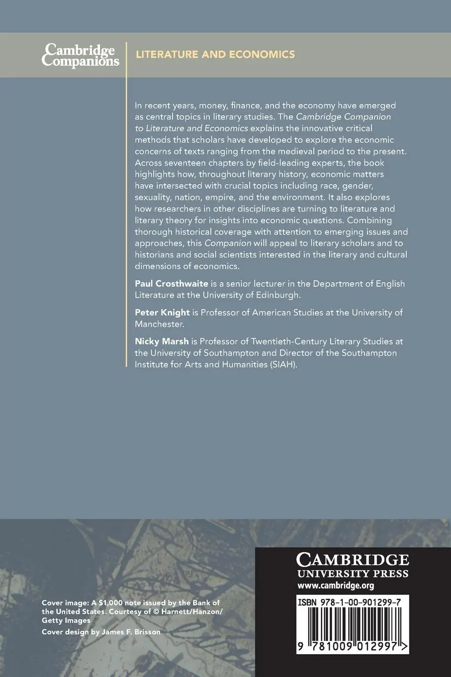 Rückseite: 9781009012997 | The Cambridge Companion to Literature and Economics | Nicky Marsh