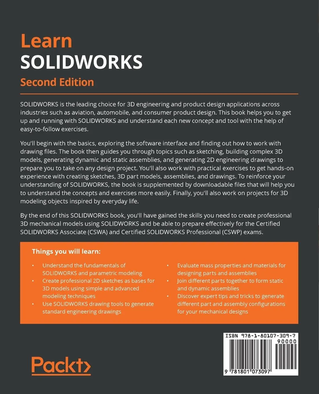 Rückseite: 9781801073097 | Learn SOLIDWORKS - Second Edition | Tayseer Almattar | Taschenbuch