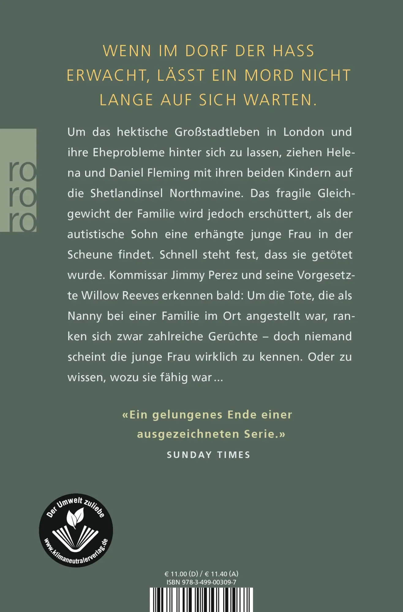 Rückseite: 9783499003097 | Was niemand sieht | Ein Shetland-Krimi | Ann Cleeves | Taschenbuch