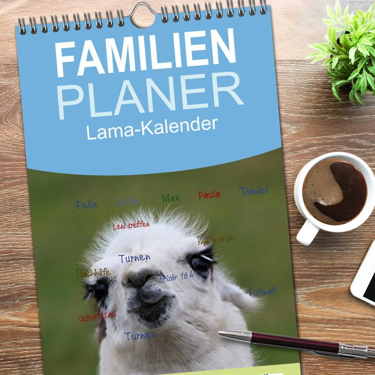 Bild: 9783516513097 | Familienplaner 2026 - Lama-Kalender mit 5 Spalten (Wandkalender, 21...