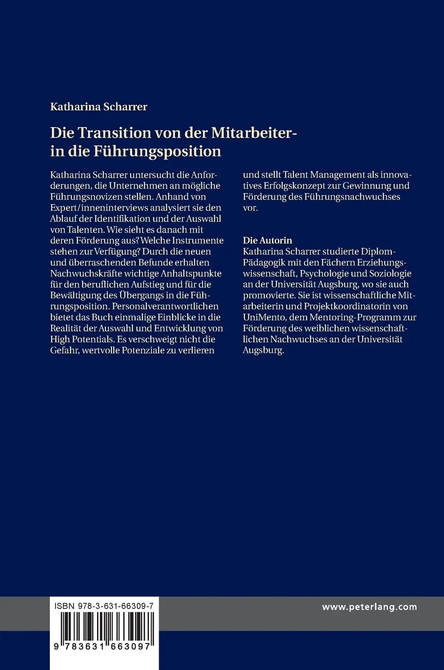 Rückseite: 9783631663097 | Die Transition von der Mitarbeiter- in die Führungsposition | Scharrer