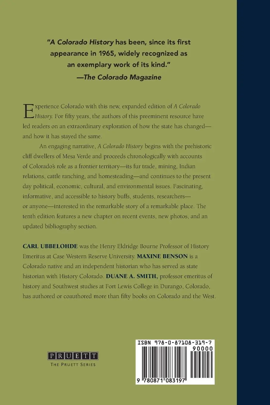 Rückseite: 9780871083197 | A Colorado History, 10th Edition | Carl Ubbelohde (u. a.) | Buch