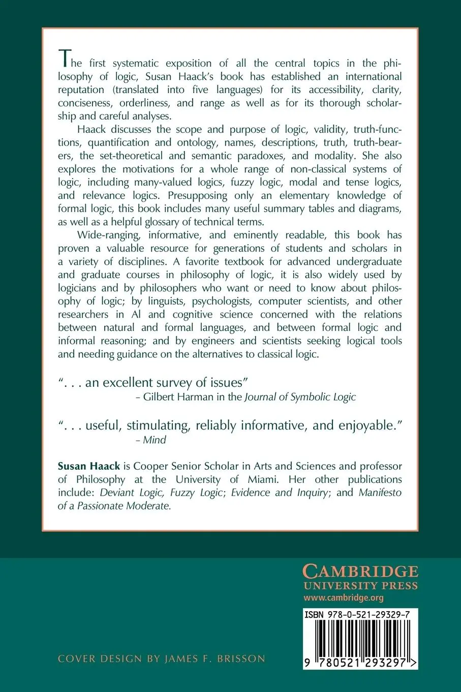 Rückseite: 9780521293297 | Philosophy of Logics | Susan Haack | Taschenbuch | Englisch | 2009