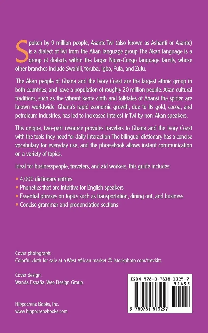Rückseite: 9780781813297 | Asante Twi-English/English-Asante Twi Dictionary &amp; Phrasebook | Books