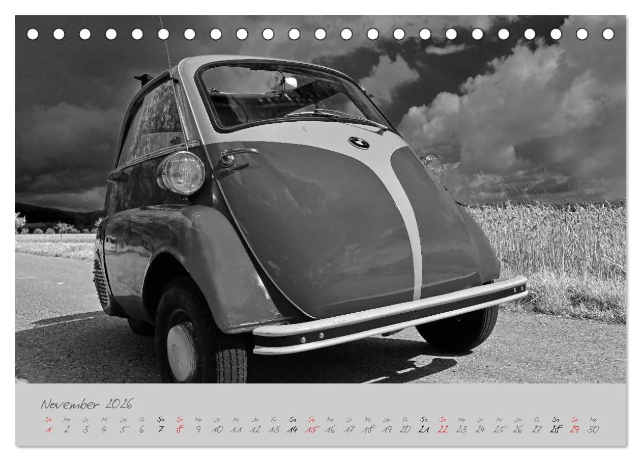 Bild: 9783516043297 | BMW Isetta 300 in schwarzweiß (Tischkalender 2026 DIN A5 quer),...