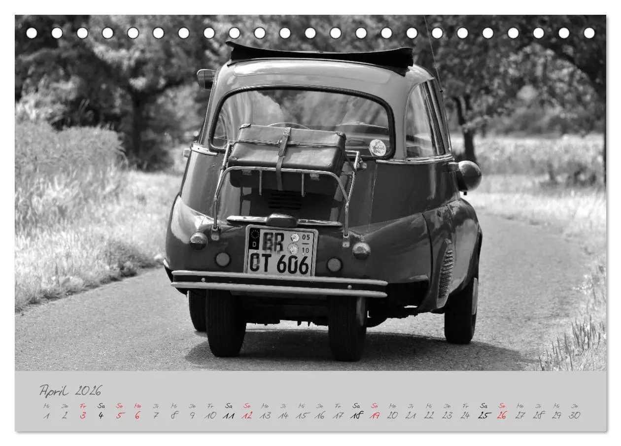 Bild: 9783516043297 | BMW Isetta 300 in schwarzweiß (Tischkalender 2026 DIN A5 quer),...