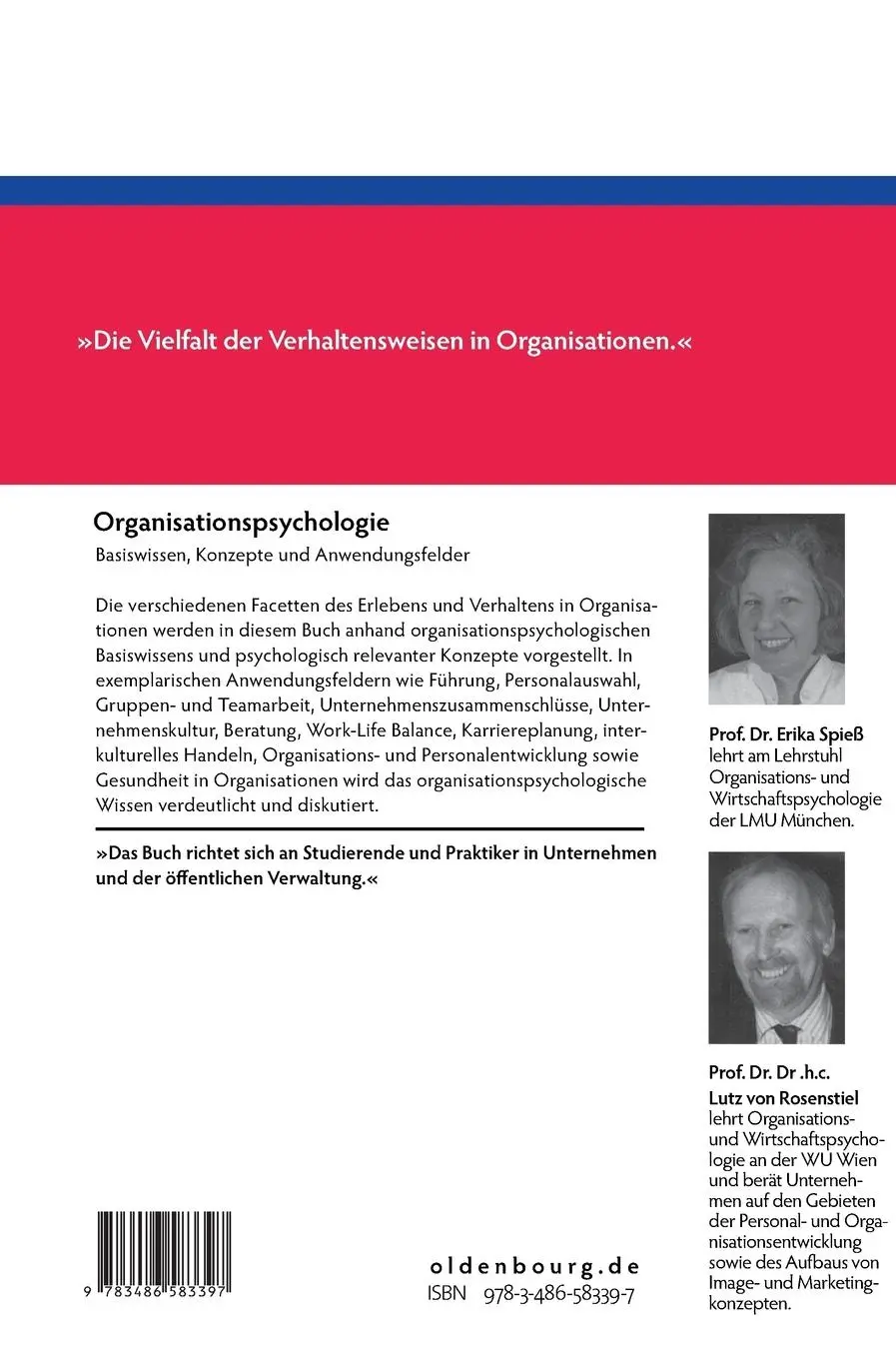 Rückseite: 9783486583397 | Organisationspsychologie | Basiswissen, Konzepte und Anwendungsfelder