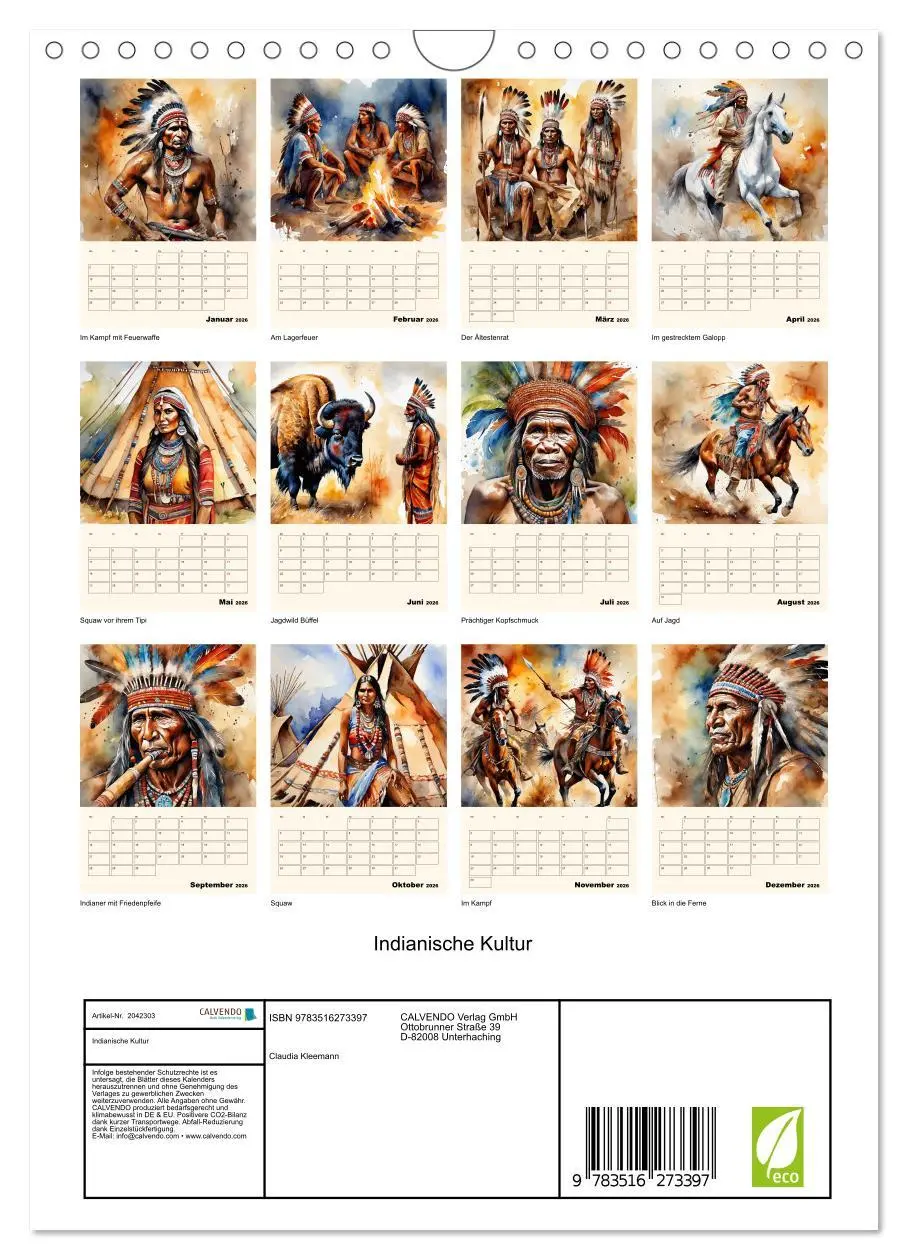 Bild: 9783516273397 | Indianische Kultur (Wandkalender 2026 DIN A4 hoch), CALVENDO...
