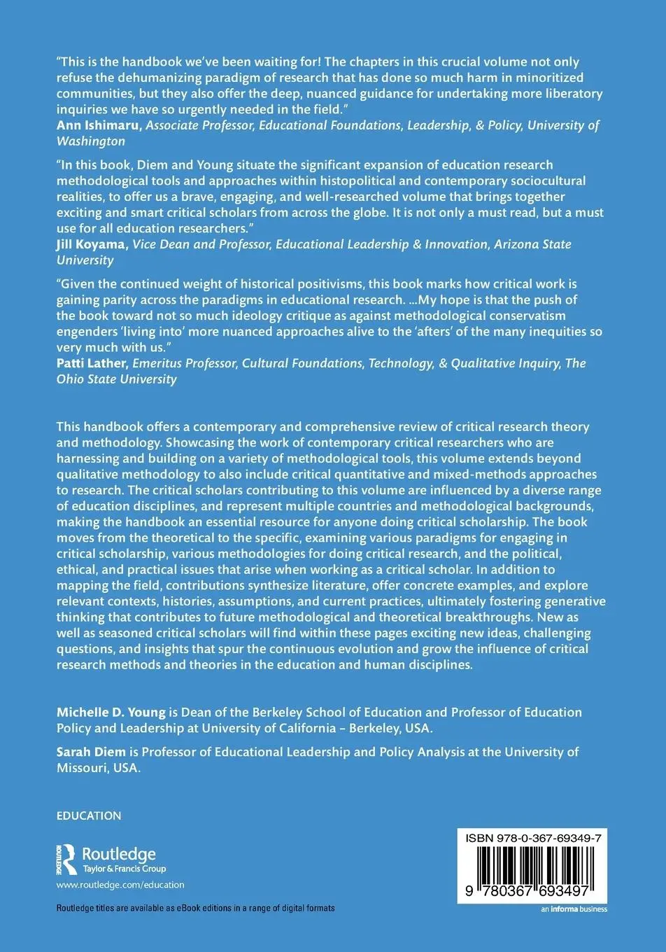 Rückseite: 9780367693497 | Handbook of Critical Education Research | Michelle D. Young (u. a.)