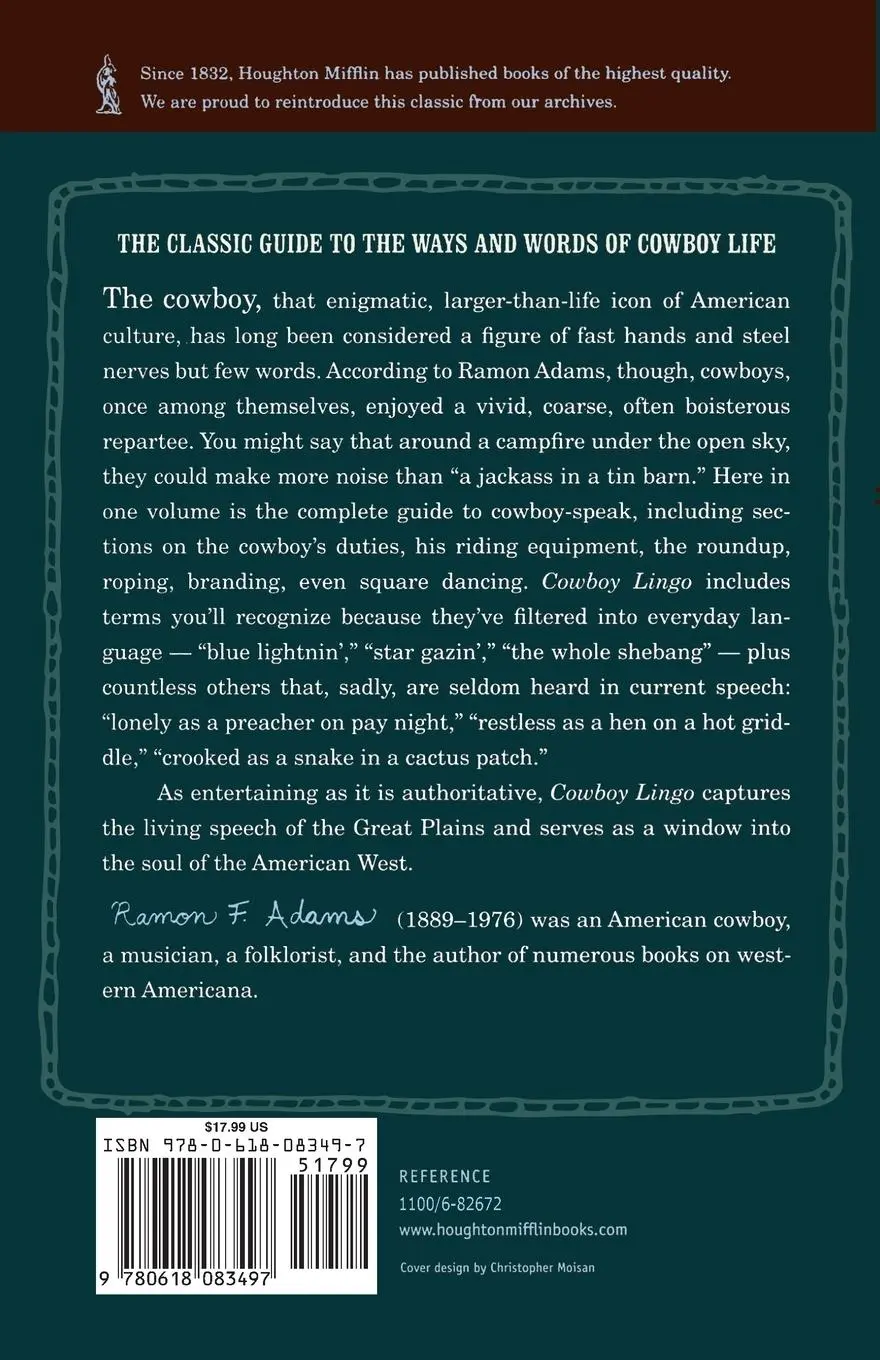 Rückseite: 9780618083497 | Cowboy Lingo | Ramon F. Adams | Taschenbuch | Kartoniert / Broschiert