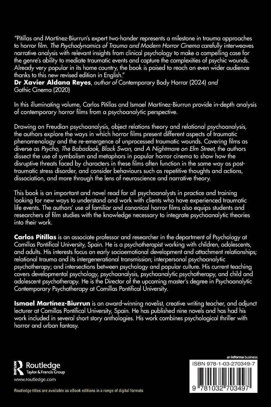 Rückseite: 9781032703497 | The Psychodynamics of Trauma and Modern Horror Cinema | Taschenbuch