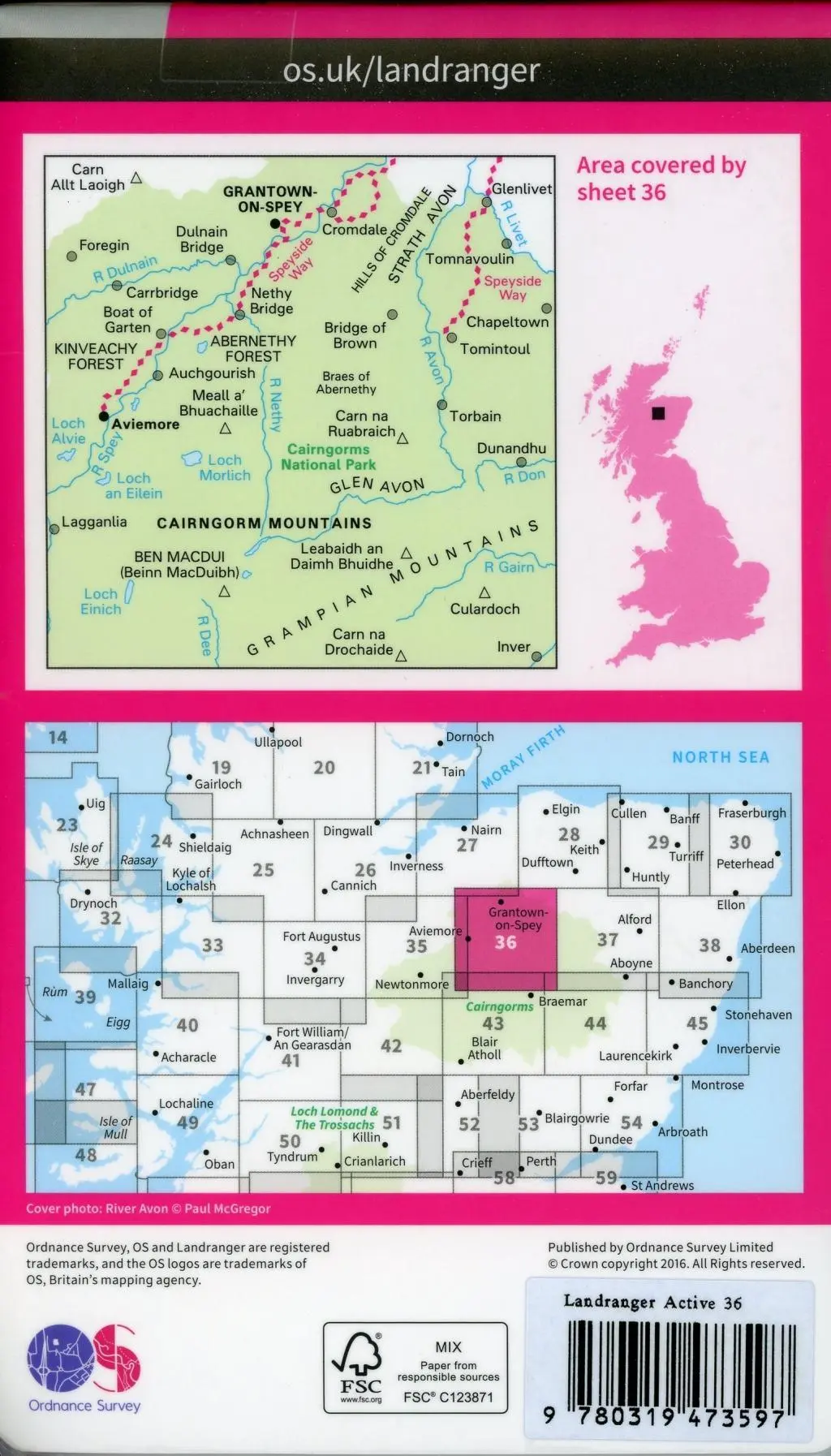 Bild: 9780319473597 | Grantown, Aviemore &amp; Cairngorm Mountains | Ordnance Survey | Englisch