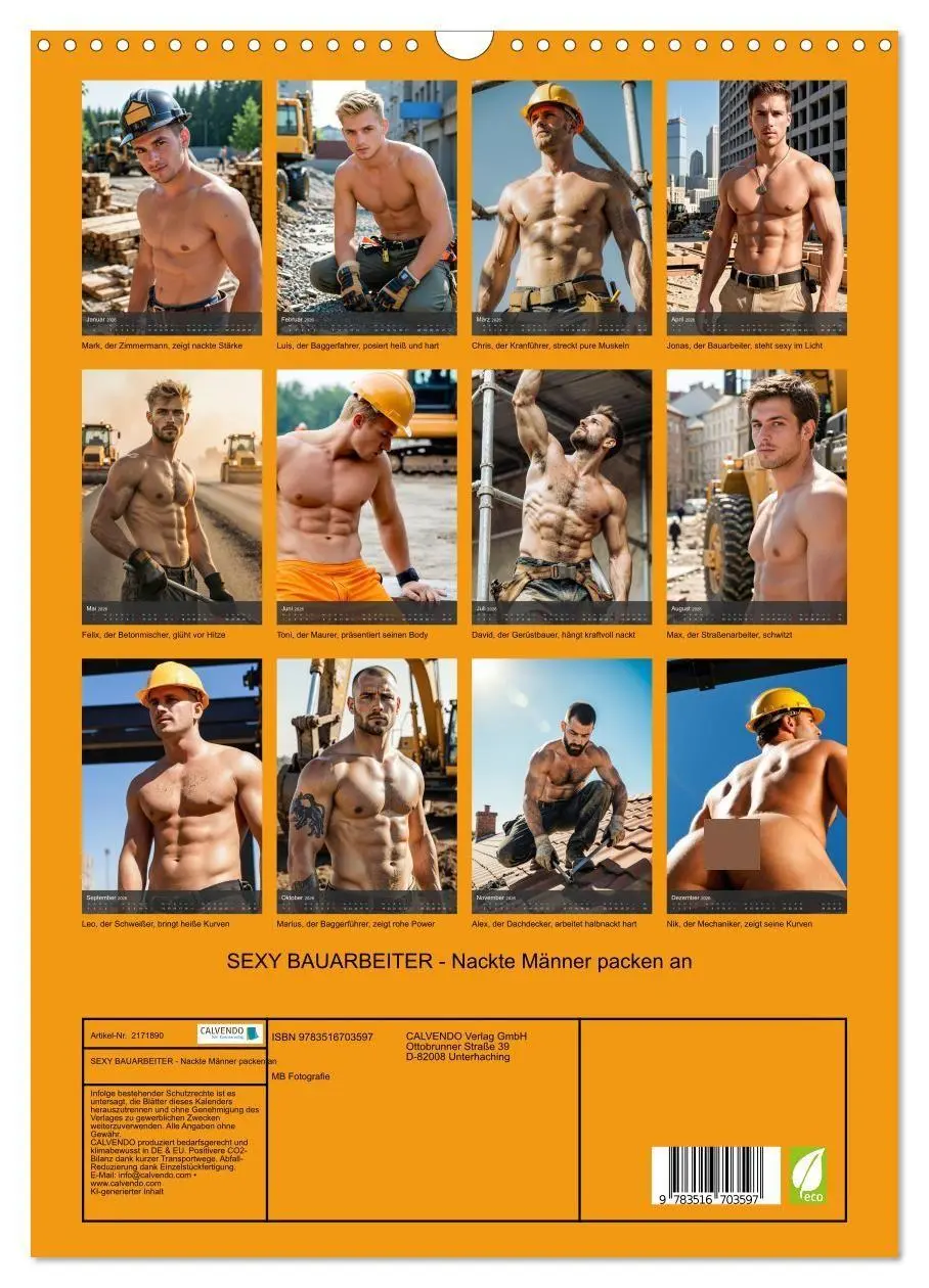 Bild: 9783516703597 | SEXY BAUARBEITER - Nackte Männer packen an (Wandkalender 2026 DIN...