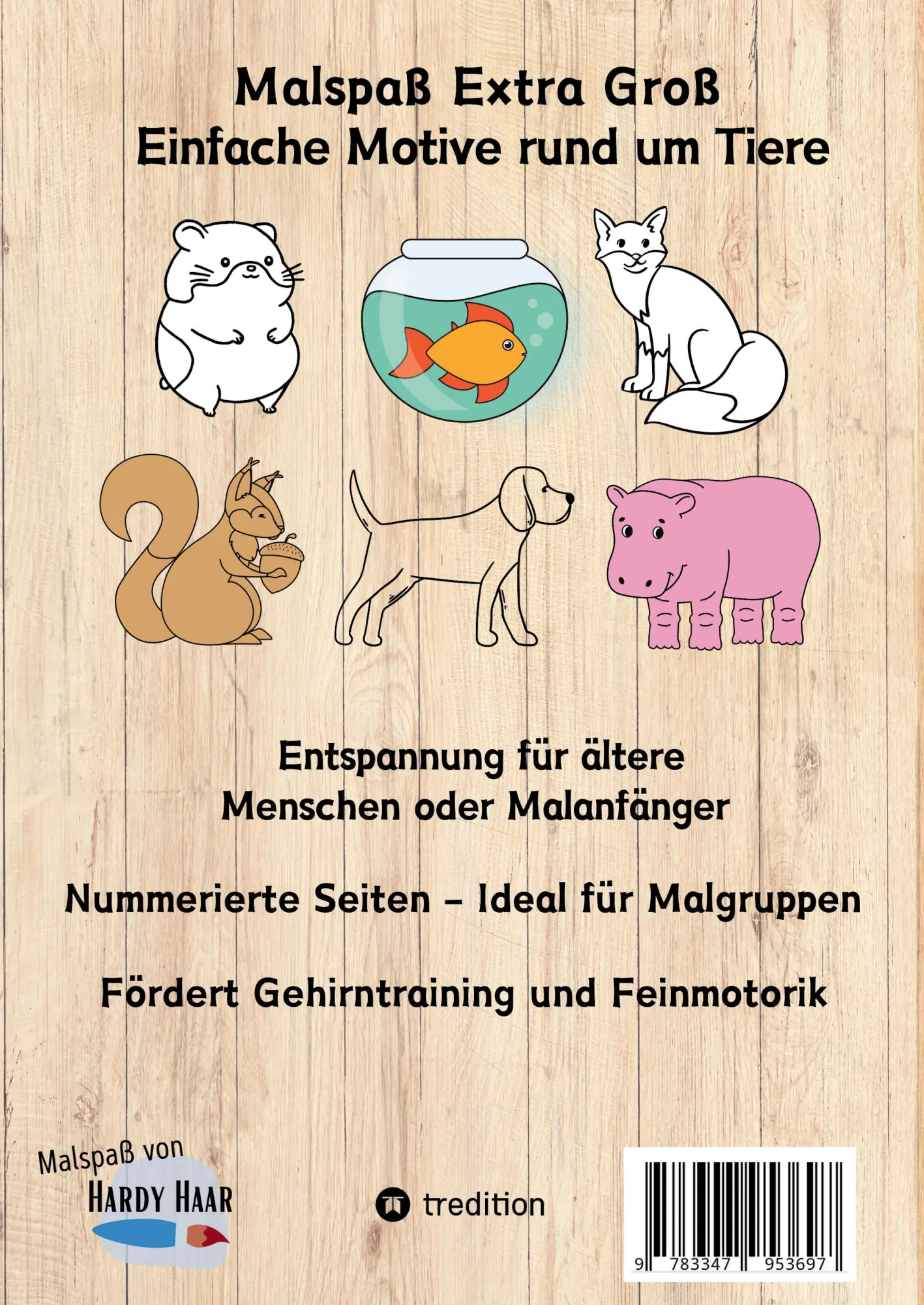 Rückseite: 9783347953697 | Malbuch für Senioren Süße Tierwelt Einfache Ausmalbilder für...