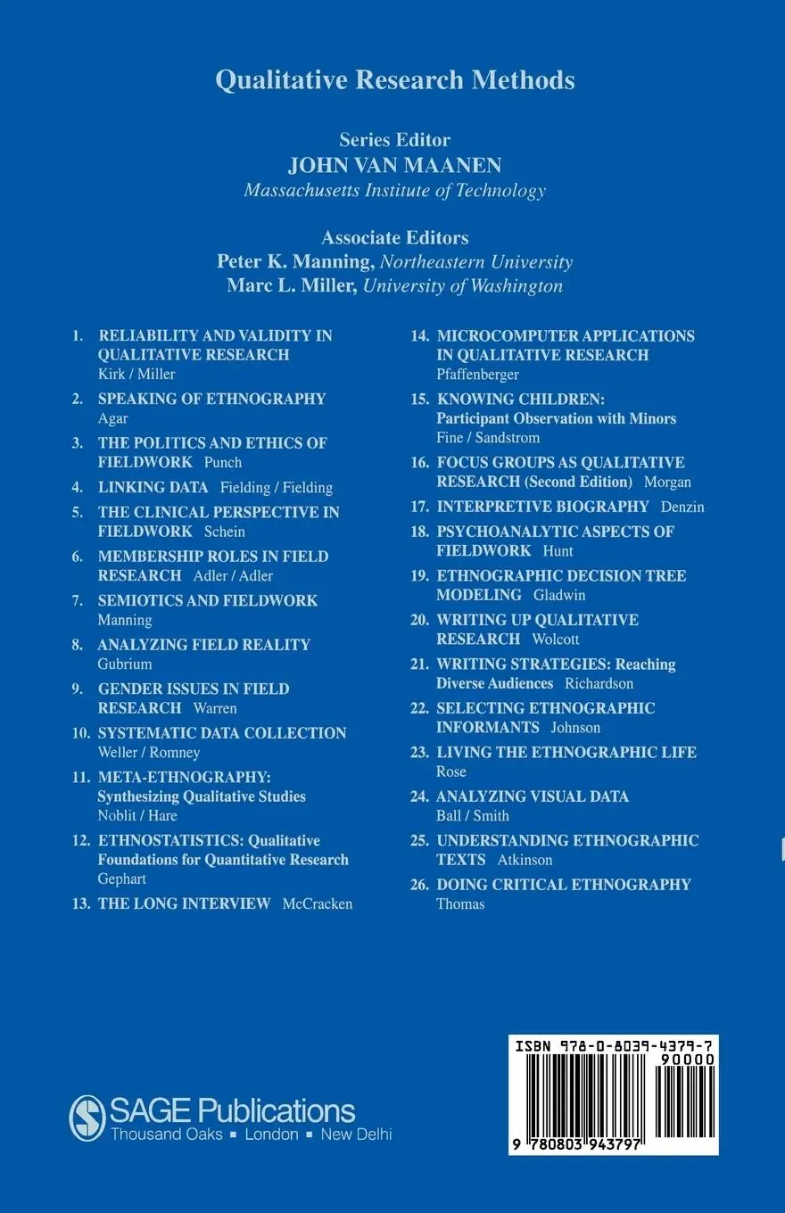 Rückseite: 9780803943797 | Ethnography in Organizations | Helen B. Schwartzman | Taschenbuch