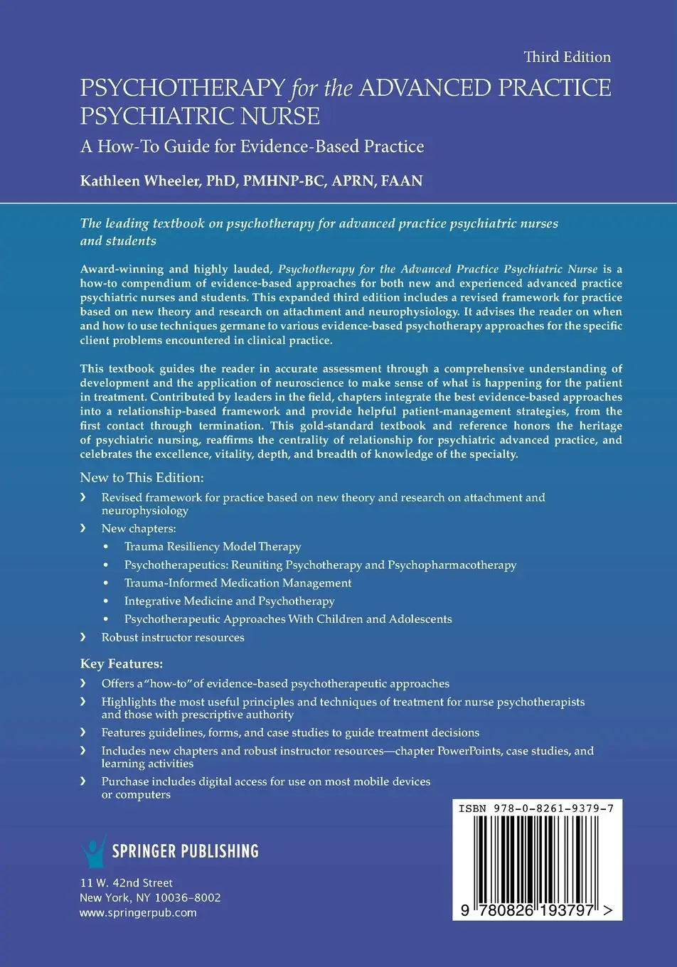 Rückseite: 9780826193797 | Psychotherapy for the Advanced Practice Psychiatric Nurse | Wheeler