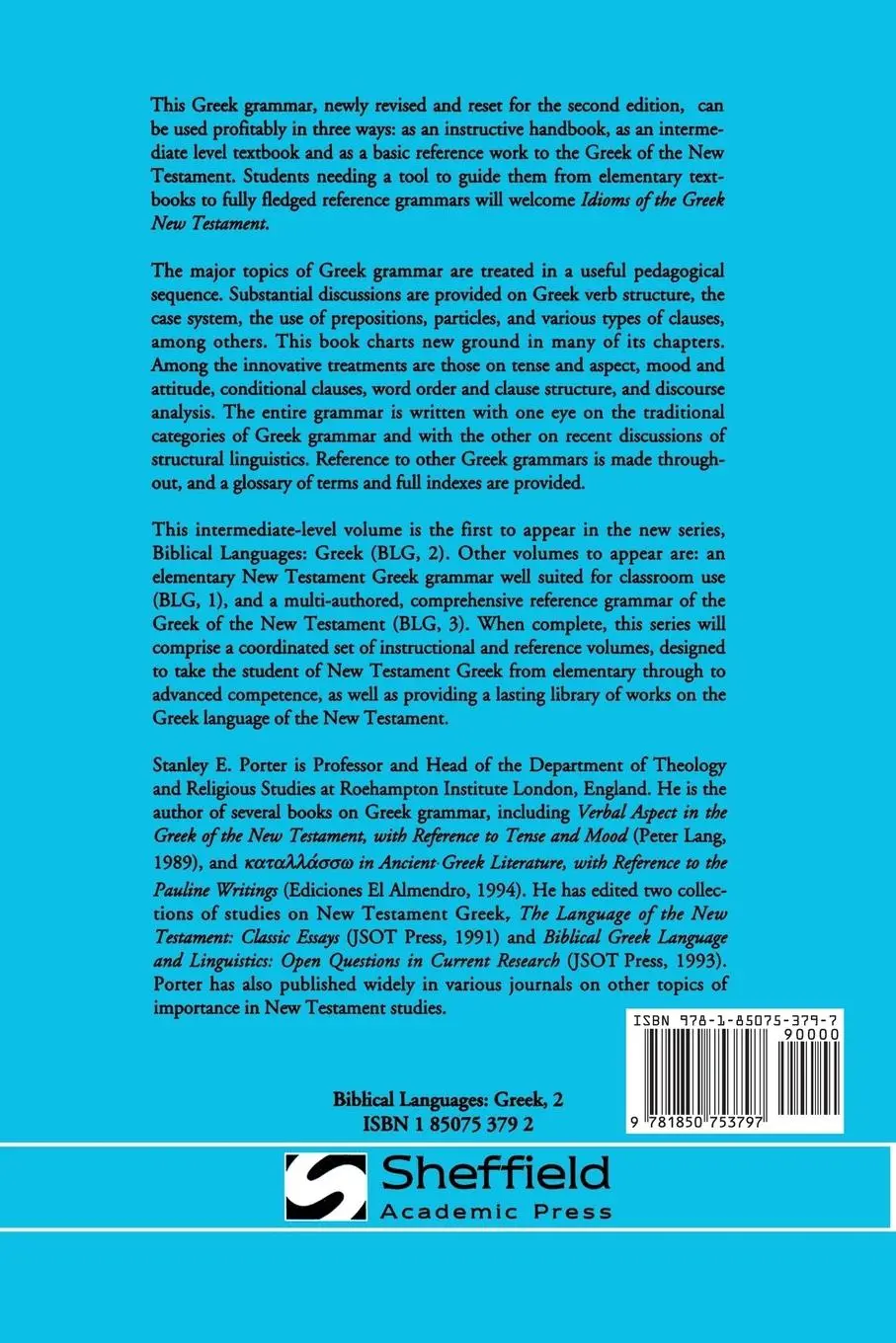 Rückseite: 9781850753797 | Idioms of the Greek New Testament | Stanley E. Porter | Taschenbuch