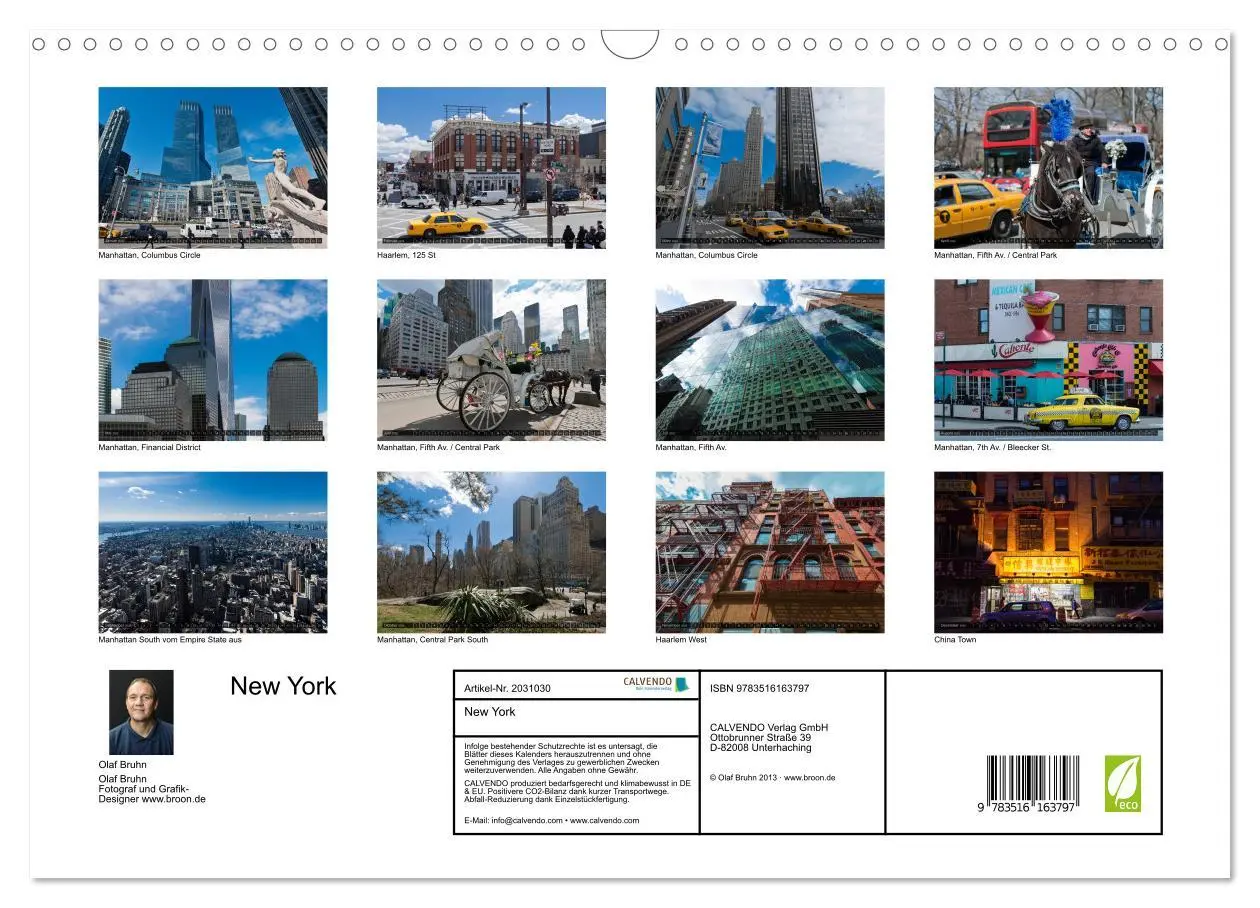 Bild: 9783516163797 | New York (Wandkalender 2026 DIN A3 quer), CALVENDO Monatskalender