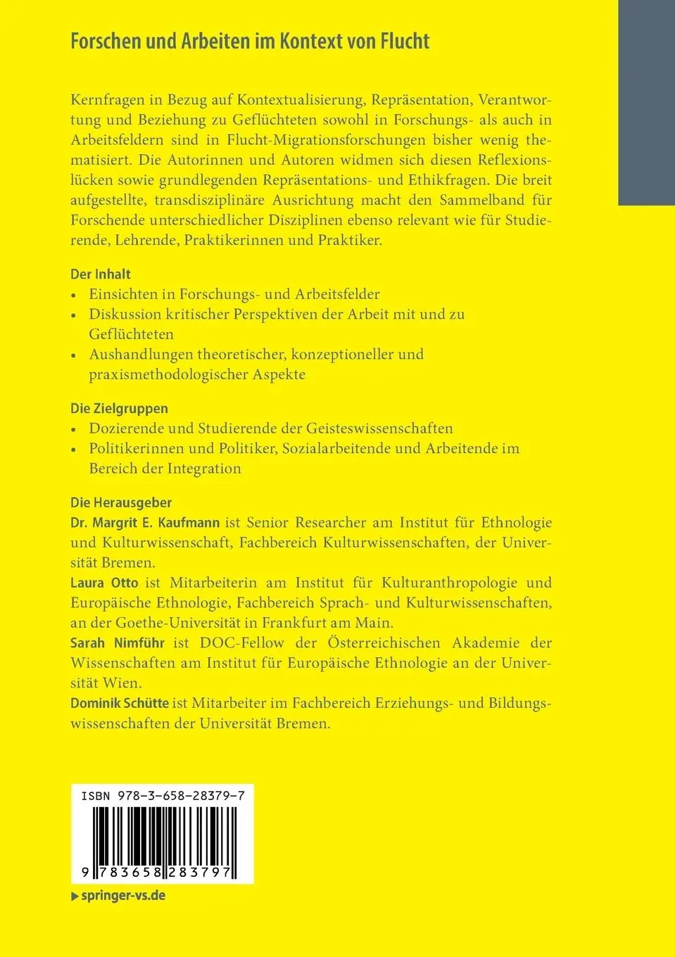Rückseite: 9783658283797 | Forschen und Arbeiten im Kontext von Flucht | Kaufmann (u. a.) | Buch