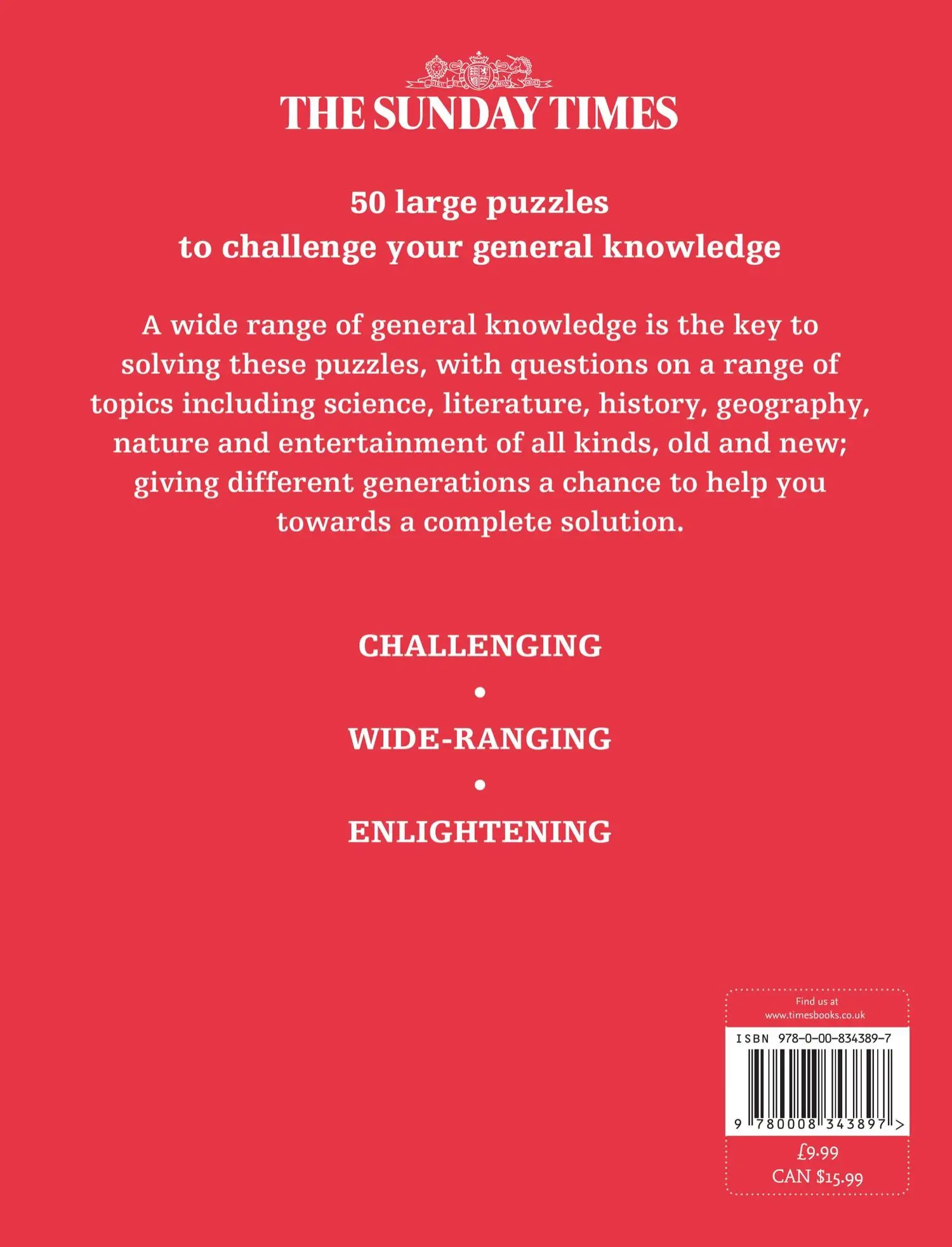 Rückseite: 9780008343897 | The Sunday Times Jumbo General Knowledge Crossword Book 1 | Buch