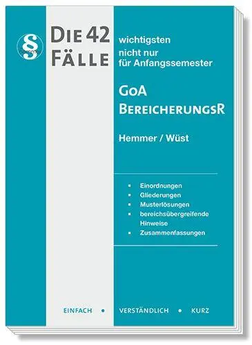 Cover: 9783968383897 | Die 42 wichtigsten Fälle - GoA /Bereicherungsrecht | Hemmer (u. a.)