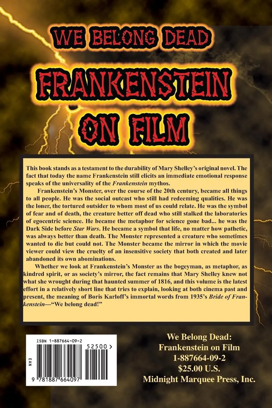 Rückseite: 9781887664097 | We Belong Dead | Frankenstein on Film | Aurelia S Svehla (u. a.)