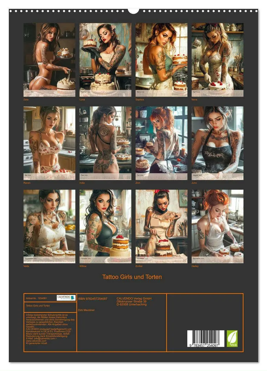 Bild: 9783457254097 | Tattoo Girls und Torten (hochwertiger Premium Wandkalender 2026 DIN...