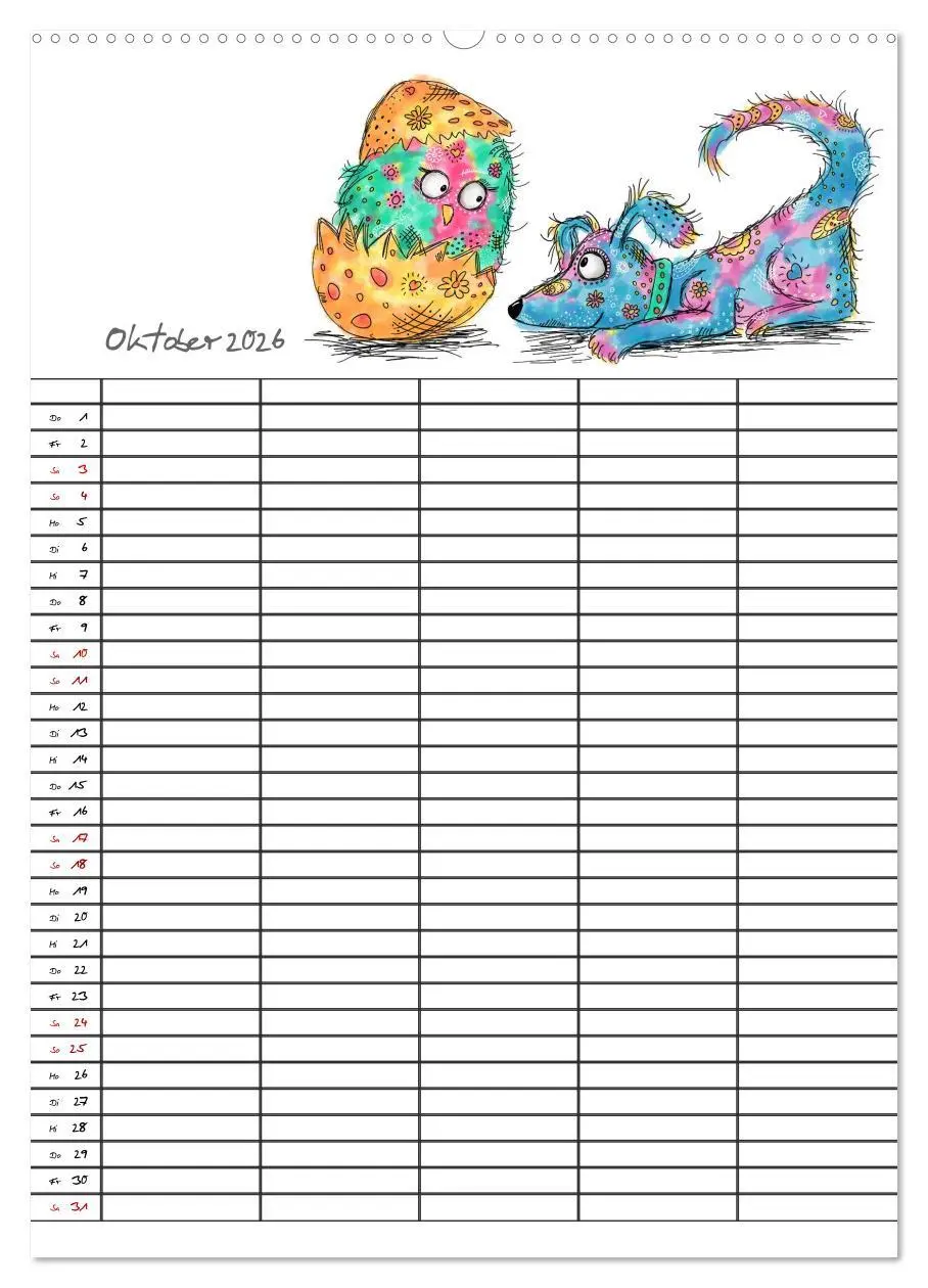Bild: 9783516414097 | Bunte Freunde (Wandkalender 2026 DIN A2 hoch), CALVENDO Monatskalender