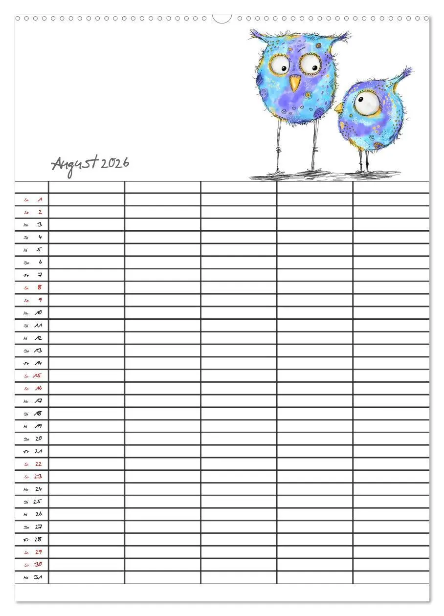 Bild: 9783516414097 | Bunte Freunde (Wandkalender 2026 DIN A2 hoch), CALVENDO Monatskalender