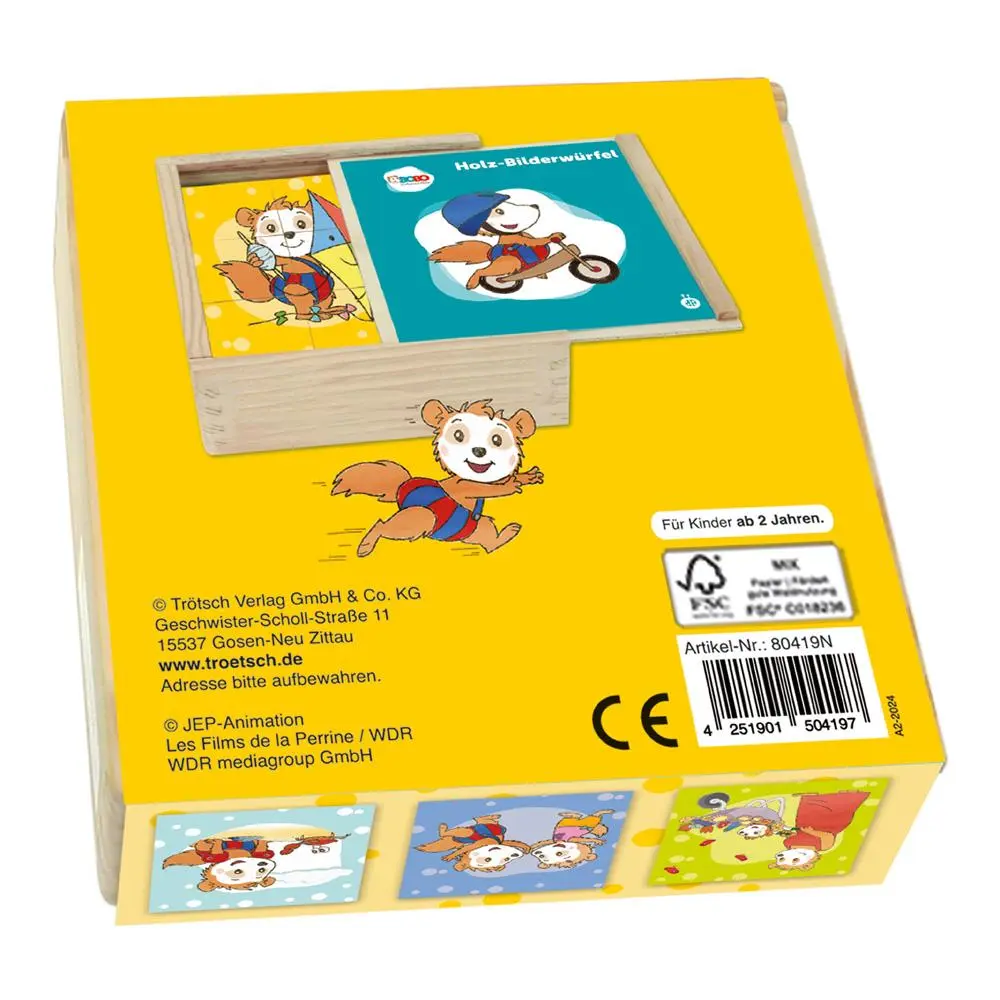 Rückseite: 4251901504197 | Trötsch Bobo Siebenschläfer Bilderwürfel Puzzle | Trötsch Verlag