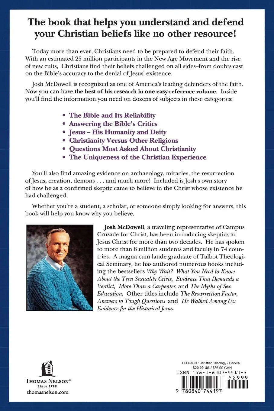 Rückseite: 9780840744197 | A Ready Defense | The Best of Josh McDowell | Josh Mcdowell | Buch