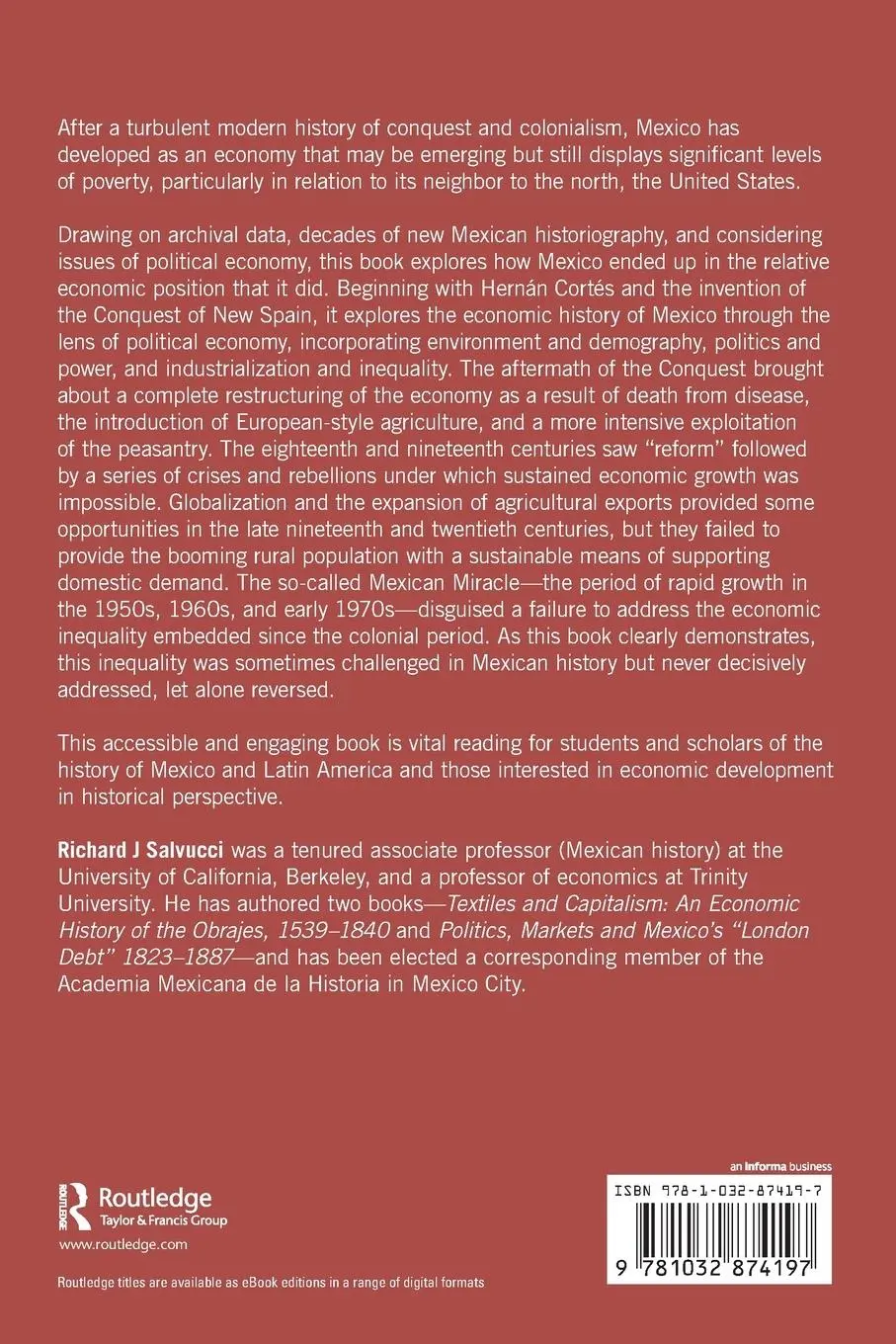 Rückseite: 9781032874197 | An Economic History of Mexico | Richard J Salvucci | Taschenbuch