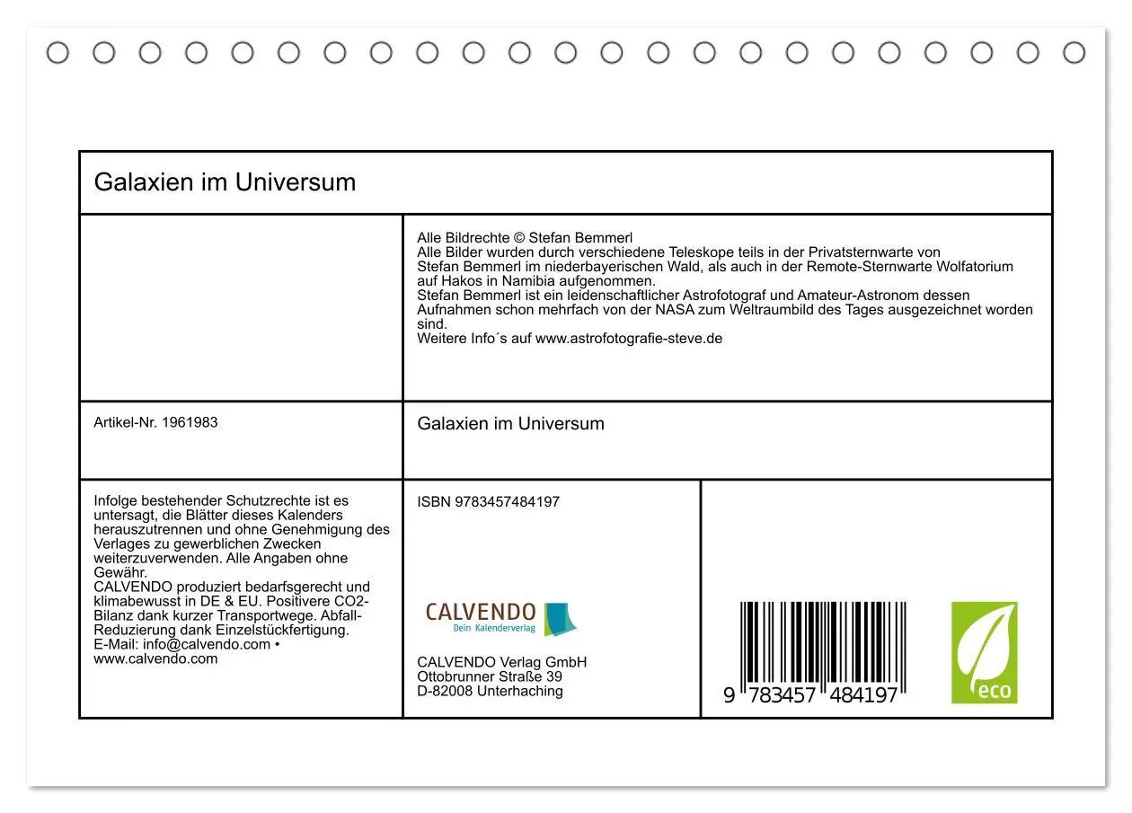 Bild: 9783457484197 | Galaxien im Universum (Tischkalender 2026 DIN A5 quer), CALVENDO...