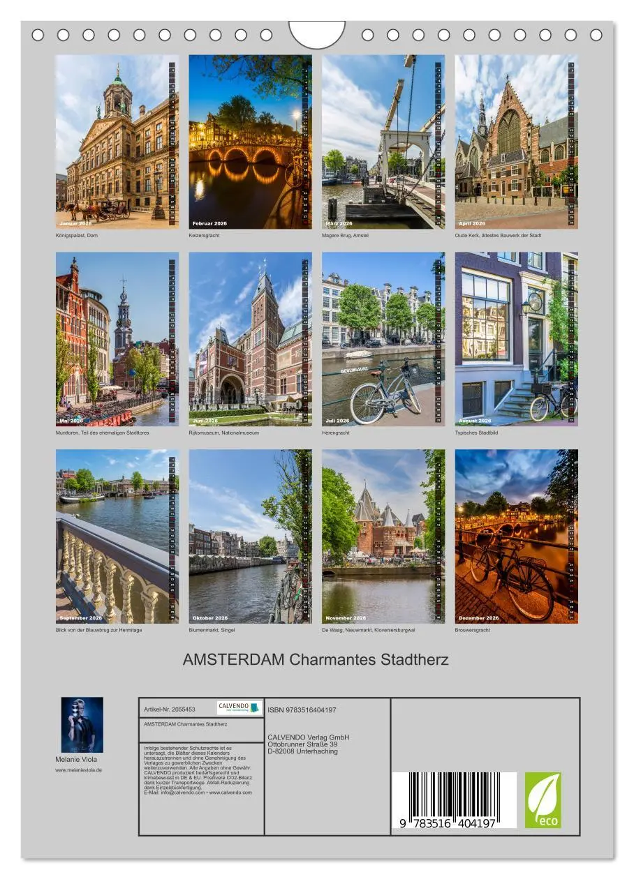 Bild: 9783516404197 | AMSTERDAM Charmantes Stadtherz (Wandkalender 2026 DIN A4 hoch),...