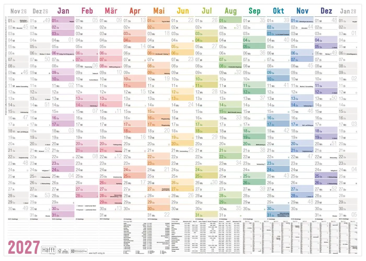 Wandkalender A1+ 2027
