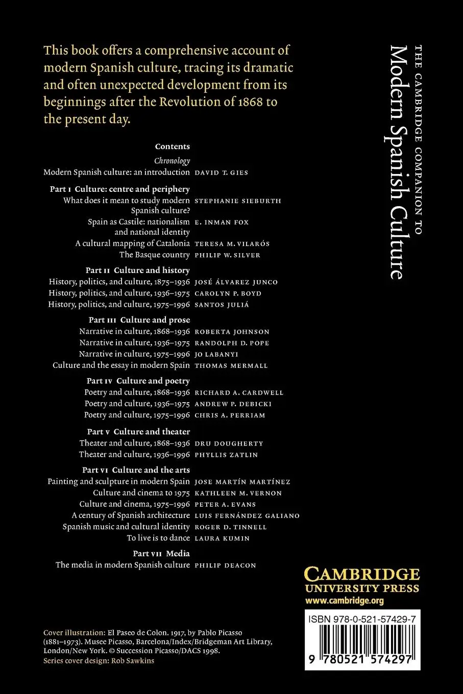 Rückseite: 9780521574297 | The Cambridge Companion to Modern Spanish Culture | David T. Gies
