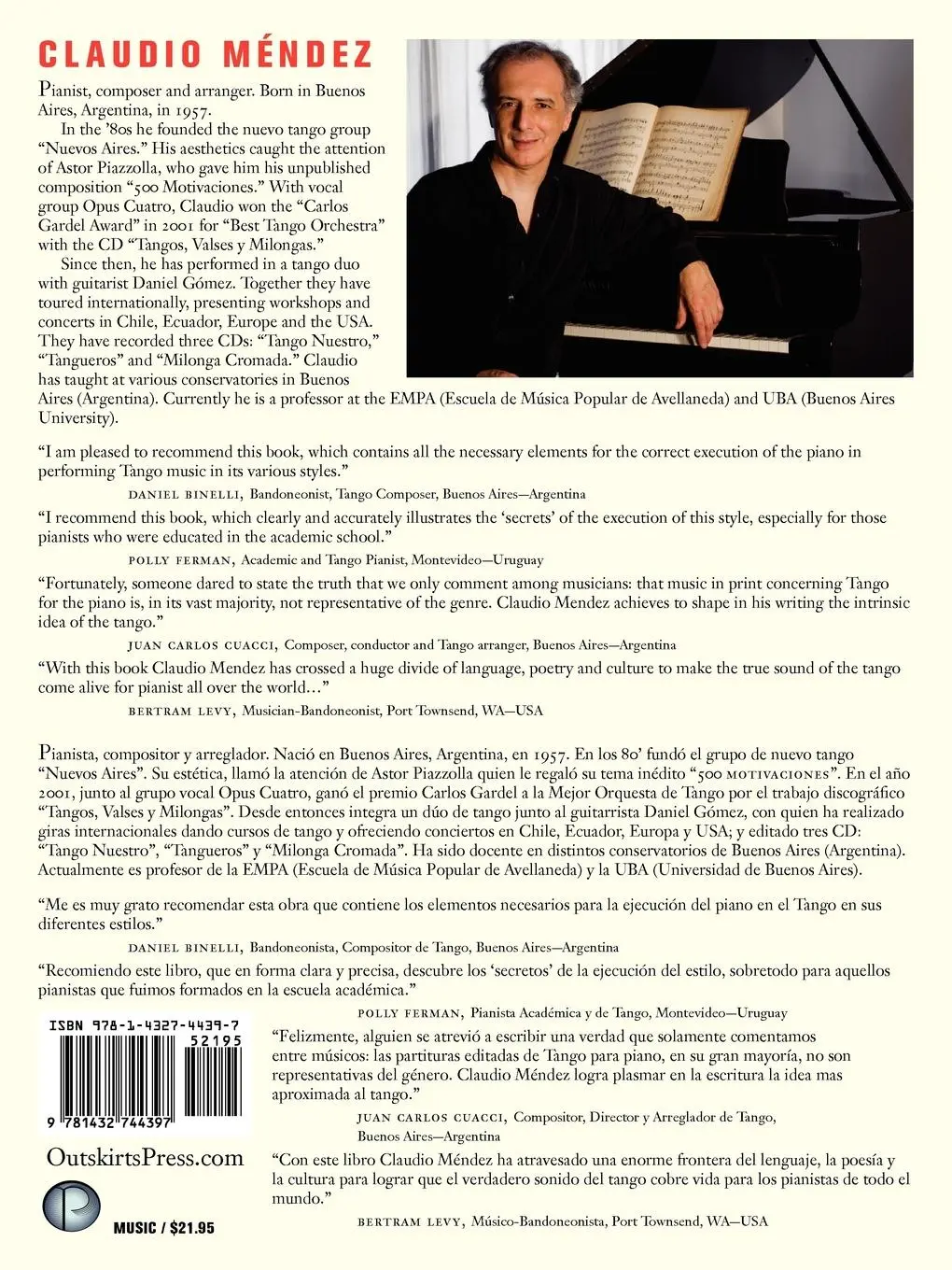 Rückseite: 9781432744397 | Arreglos de Tango Para Piano En Autentico Estilo Argentino | Ndez