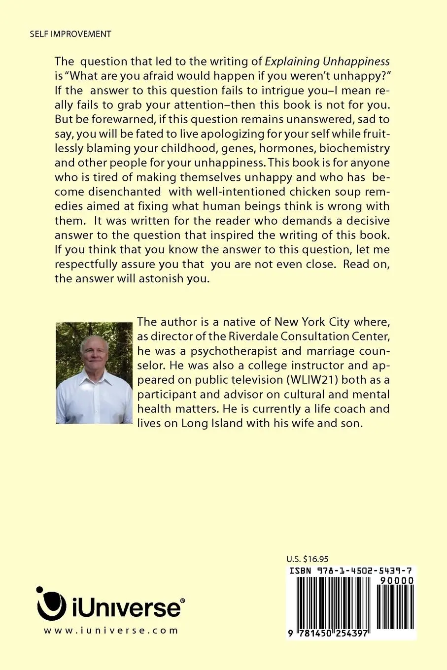 Rückseite: 9781450254397 | Explaining Unhappiness | Dissolving the Paradox | Peter Spinogatti
