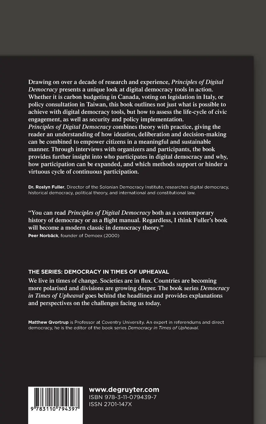 Rückseite: 9783110794397 | Principles of Digital Democracy | Theory and Case Studies | Fuller